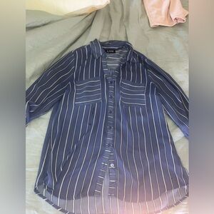 Blue button up blouse